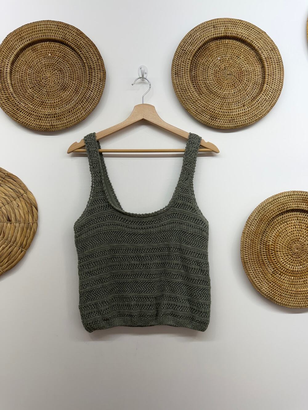 Abercrombie Green Crochet Knit Tank Top Large